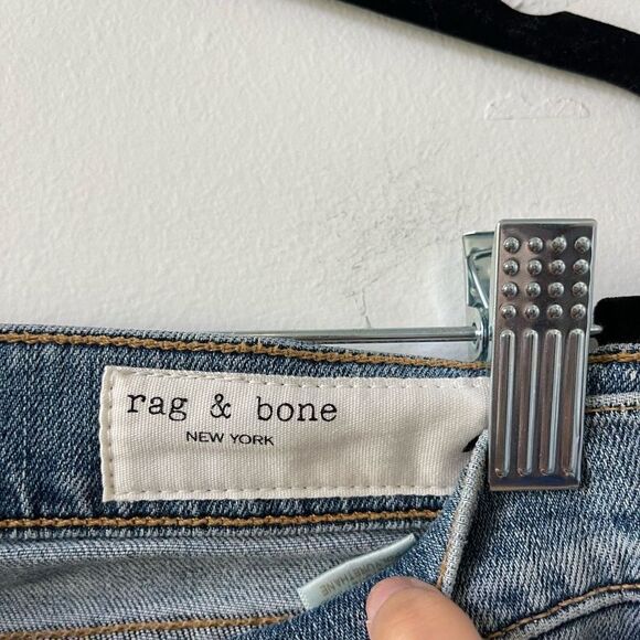 Rag & Bone Women's High Rise Fringe Hem Distressed Skinny Blue Jeans Size 28 - Picture 3 of 8